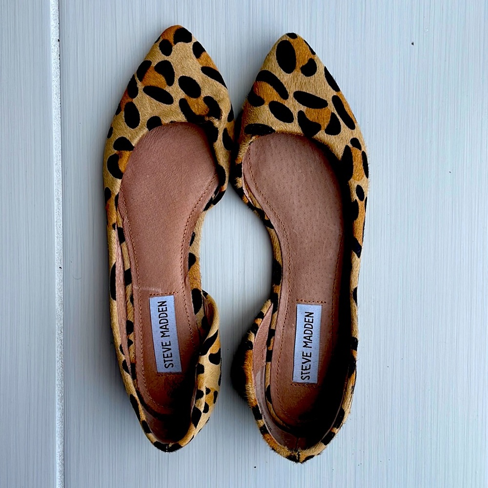 Steve Madden pointy toe pony hair flats